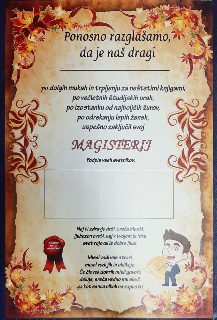 CERTIFIKAT MAGISTERIJ ON