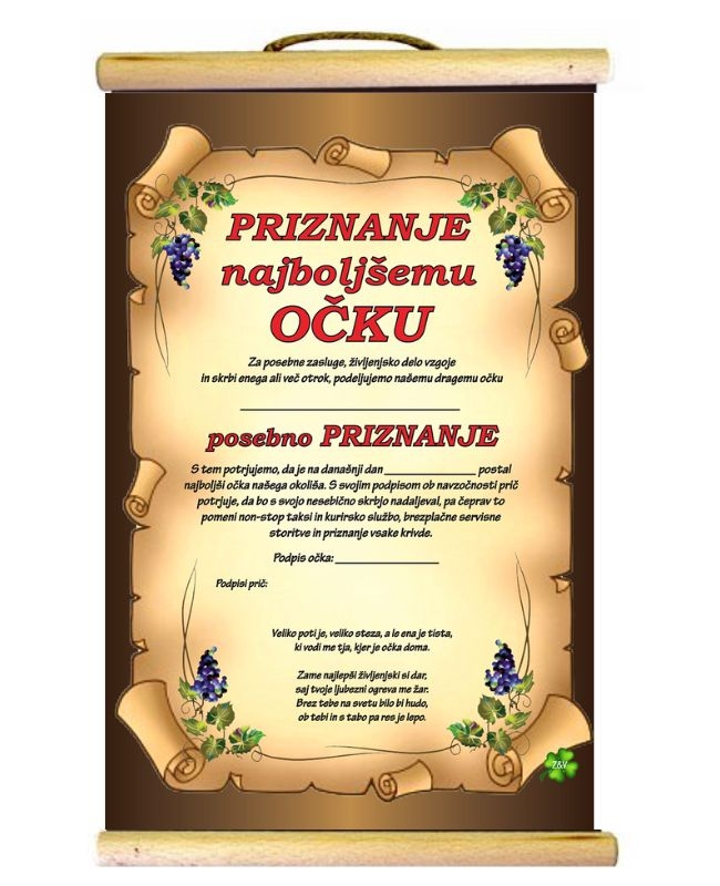 PRIZNANJE NAJBOLJŠI OČKA