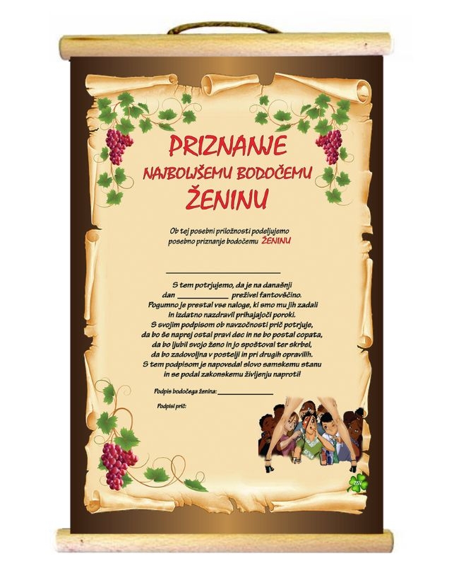 PRIZNANJE BODOČEMU ŽENINU 